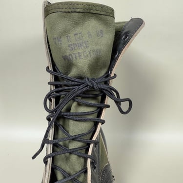 Vintage Military Jungle Combat Boots | Black Leather & Canvas Tactical Boots | 1960’s Vietnam Era Boots 