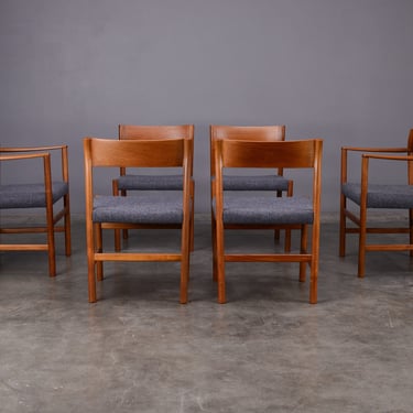 6 Arne Halvorsen Mid-Century Scandinavian Modern Dining Chairs Teak 