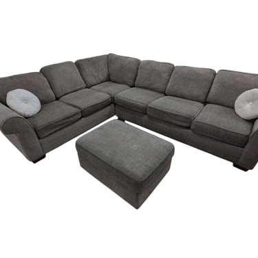 Bauhaus Taupe L-Shaped Sectional w/ Ottoman