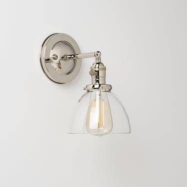 Factory 2nds, Clearance   Wall sconce lighting with clear glass dome shade 