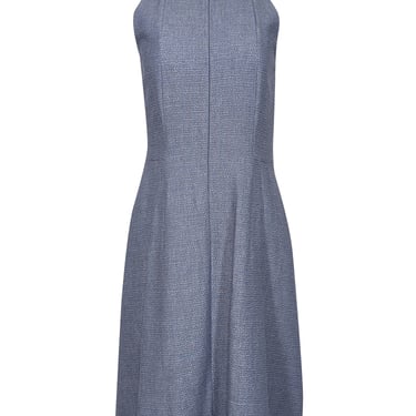 Akris Punto - Blue Textured Sleeveless Zipper Front Dress Sz 8