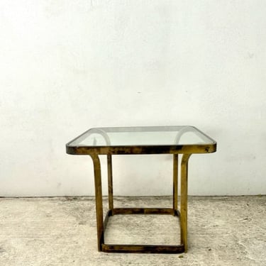 Brass and Glass Hollywood Regency Side Table