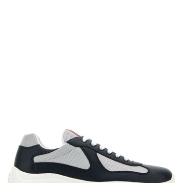 Prada Men Two-Tone Leather And Tech Fabric Sneakers