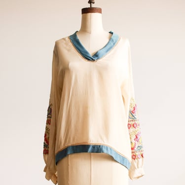 1920s Pongee Silk Embroidered Tunic 