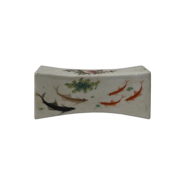 Chinese Off White Porcelain Fishes Rectangular Display Paperweight ws2082E 