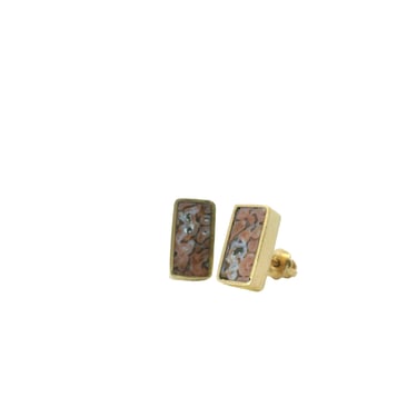 SECONDS JEWELRY: Pink Dinosaur Bone Rectangle Earrings