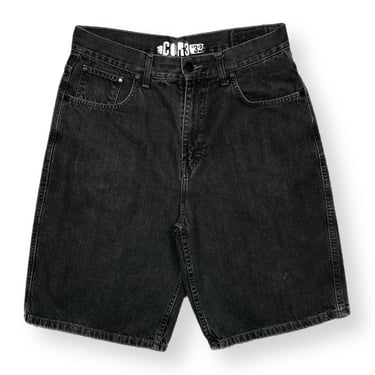 Vintage 00s/Y2K Core Brand Black Denim Baggy Wide Leg Jorts/Shorts Size W32 