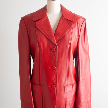 Classic 1960's Red Leather Western Style Ladies Jacket Tailored in Pendleton, OR / SM