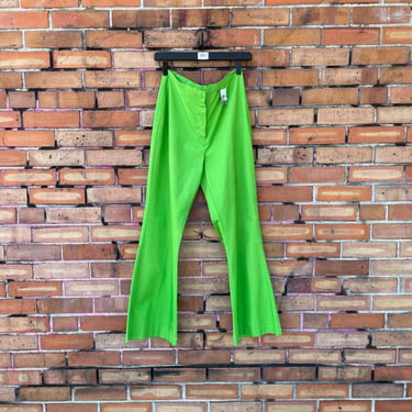 vintage 70s lime green high waist flared wranglers / 29" m medium 