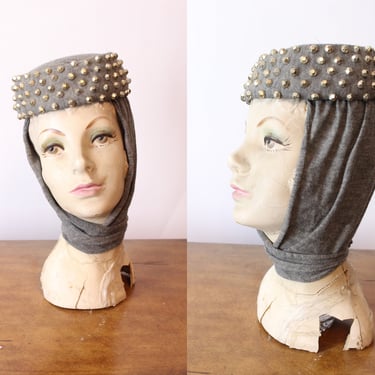1960s does 1940s studded SNOOD WIMPLE hat | new fall 