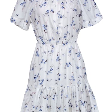 Rebecca Taylor - White w/ Blue Ditsy Floral Print Dress Sz 2