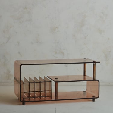 Amber Acrylic Console Table Attributed to Michel Dumas, France 1970s