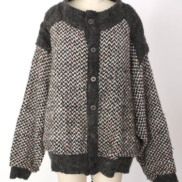 Allen Wah Wool & Chenille Chevron Cardigan