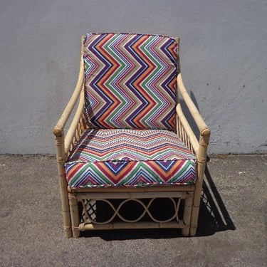 Rattan Chair Armchair Seating Living Room Bohemian Boho Chic Peacock Coastal Cottage Vintage Seating Glam Beach Decor Faux Bamboo Italy 
