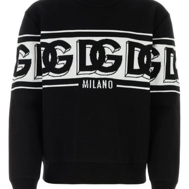 Dolce & Gabbana Men Black Stretch Polyester Blend Sweater