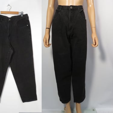 Vintage 90s Plus Size Black High Waisted Tapered Leg Mom Jeans Size 18 34 x 28 