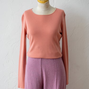 Vintage Peach Chanel Silk Blend Long Sleeve Knit S
