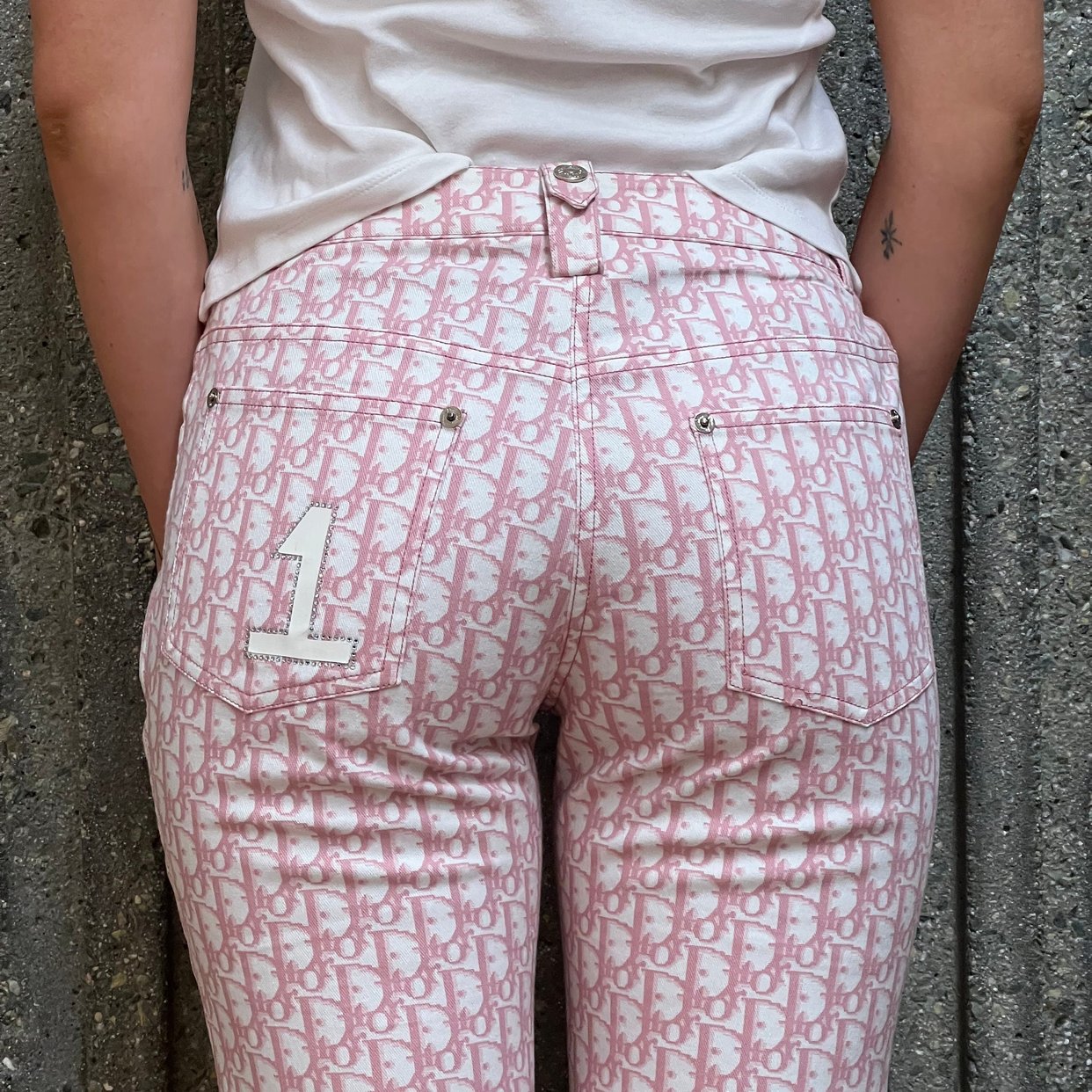 パンツ Christian Dior LINE STONE TROTTER PANTS Vintage CHRISTIAN DIOR Monogram Trotter Oblique Logo Pink