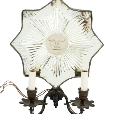 E.F. Caldwell Attr. Silvered Metal Mirrored Sconce
