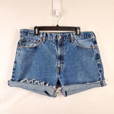 Vintage 90s Levi Strauss High Rise Denim Shorts, Size 38 Waist 