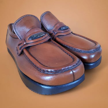 Earth shoes 1970s vintage Anne Kalso wellness shoe never worn brown penny loafers chunky reverse technology sole walking shoes (W8/M6.5) 