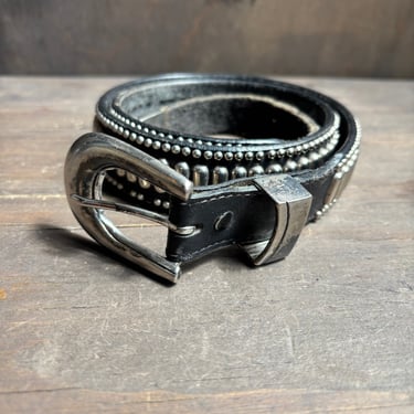 Vintage MGA Italy Cream Leather Belt Bronze Paisley | Shop  display picture 3