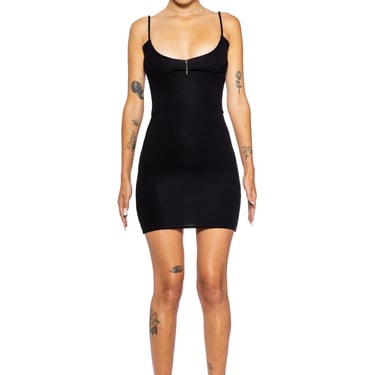 LOW BACK DOUBLE LAYER TANK DRESS IN BLACK ECO RIB
