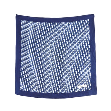 Christian Dior Navy Oblique Logo Silk Scarf