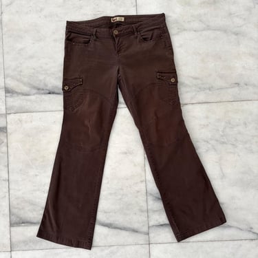 Y2K LEI Jeans Low Rise Brown Studded Flare Women 11 Western Boho Cowgirl 90s 