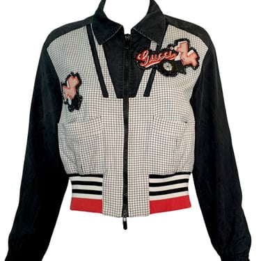 GUCCI Contemporary Bomber Style Jacket with Patches