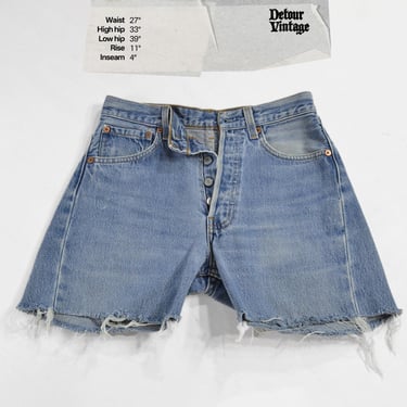 Vintage Levi's 501 Jean Shorts W29 Tag, 27 Waist, 1990s Made in USA, 100% Cotton Denim, Button Fly 