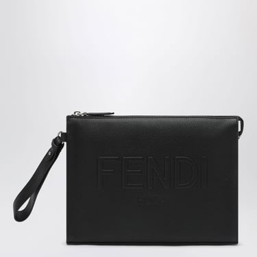 Fendi Black Leather Clutch With Logo Men