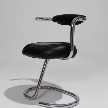 CHAISE "COBRA" EN CUIR NOIR, GIOTTO STOPPINO, 1970s