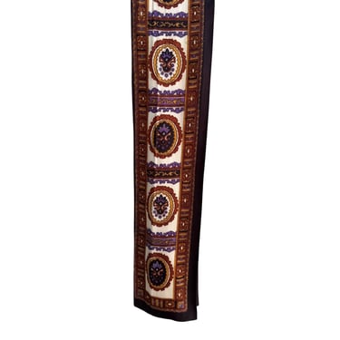 Vintage Silk Womens Multicolor Ornate Floral Design Silk Scarf Wrap Belt Tie