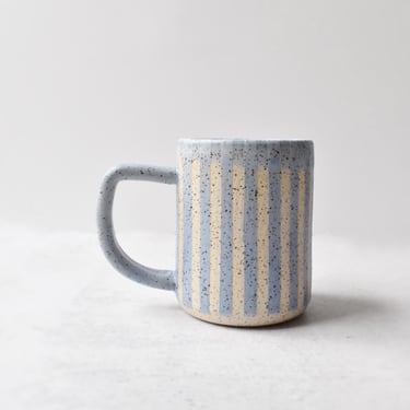 Blue Striped Ceramic Mug - 16oz Tall & Textured 