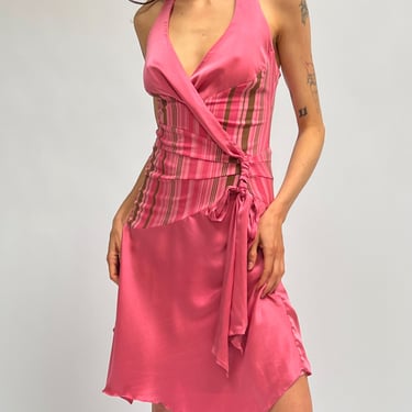 Bebe Silk Asymmetrical Dress (S)