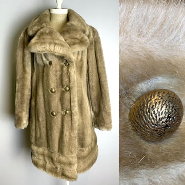 Vintage 60s Faux Fur Mink Coat Size Medium Clean 