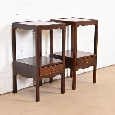 Henredon Georgian Carved Mahogany Nightstands, Pair