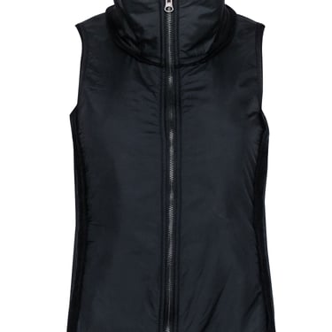 Eileen Fisher - Black Wool & Nylon Vest w/ Stand Collar Sz XXS