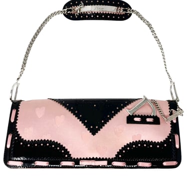 Dior Pink + Black Satin Heart Bag