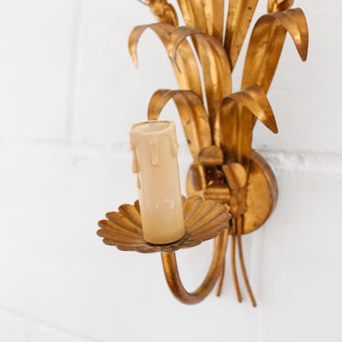 1970s gilt wall sconce attributed to Hans Kögl