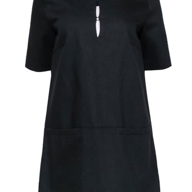 Emerson Fry - Black Short Sleeve Cotton Shift Dress w/ Pockets Sz M