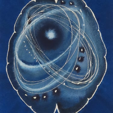 Head in the Stars Brain -  original watercolor painting - neuroscience art 