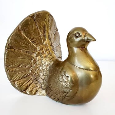 Mid Century Brass Fantail Pigeon Bookends - Sold Separately 