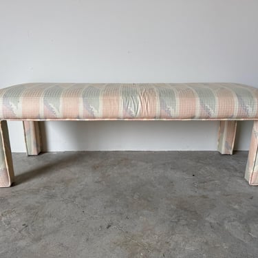1980s Postmodern Parsons-Style Upholstered Bench 