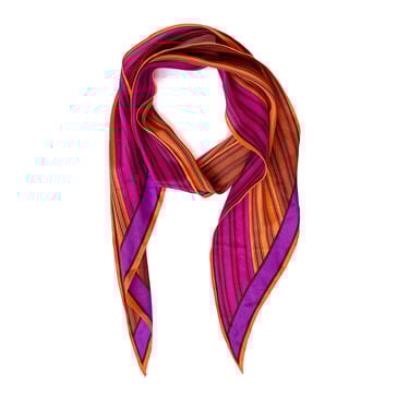 Long Striped Silk Scarf in Purple, Magena, Brown and Orange, Baar & Beards Scarf, Vintage Fashion Accessory, Mod Style, Neck Scarf 