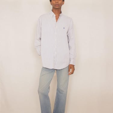 1990s Ralph Lauren Striped Cotton Button Down 