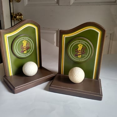 VINTAGE Classic Sports Golf Bookends, Home Decor 