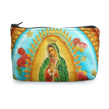Blue Virgin Mary Quilted Wallet Pouch 