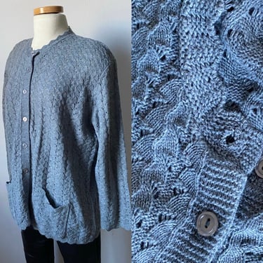 Vintage Fine Knit Gray Cardigan 